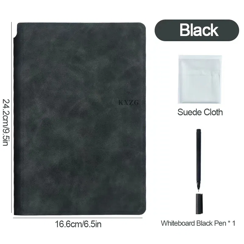 Color: Option 1 - Erasable Whiteboard Notebook A5 Leather Portable Drafting Notebook Writing Board Desktop Memo Pad