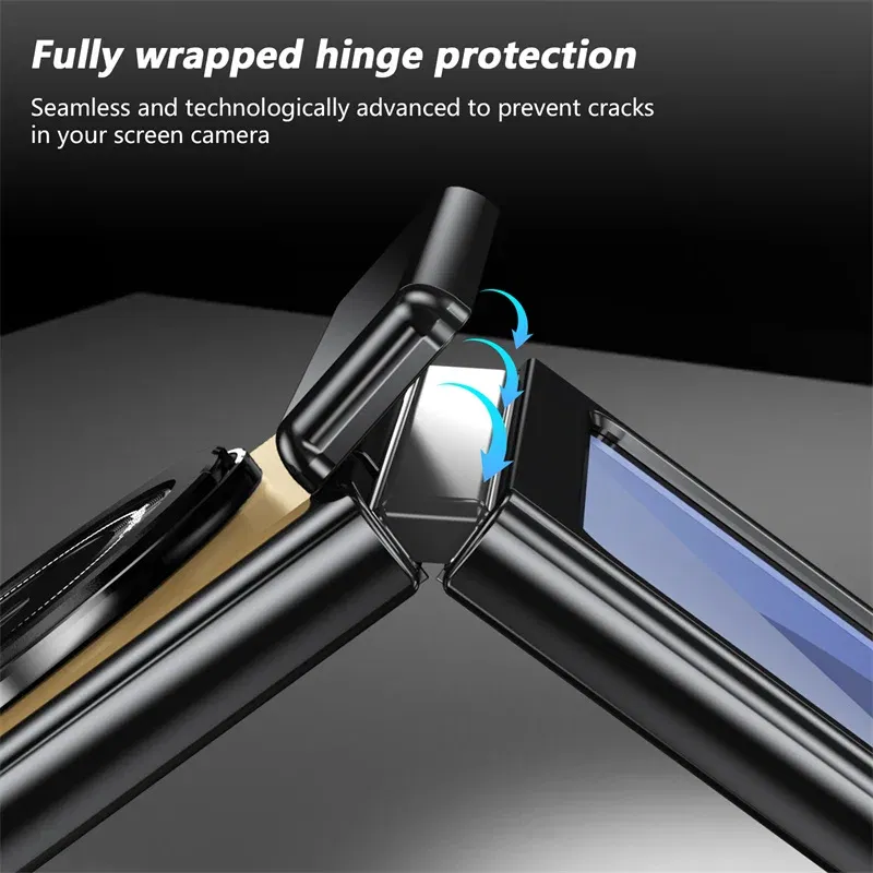Color: SKY BLUE, Material: ABS - 360?° Magnetic Rotate Holder Ring Phone Case For Samsung Galaxy Z Flip 6 5 4 Flip6 Flip5 Flip4 Flip3 Hard Shell Protection Cover
