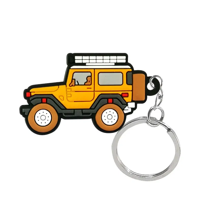 Color: Orange - 1PCS PVC Key Ring 6 Colors of Car Shape Keychain charms Colorful Key Chain Key Holder Fit Little Boy Gift Kids Toys
