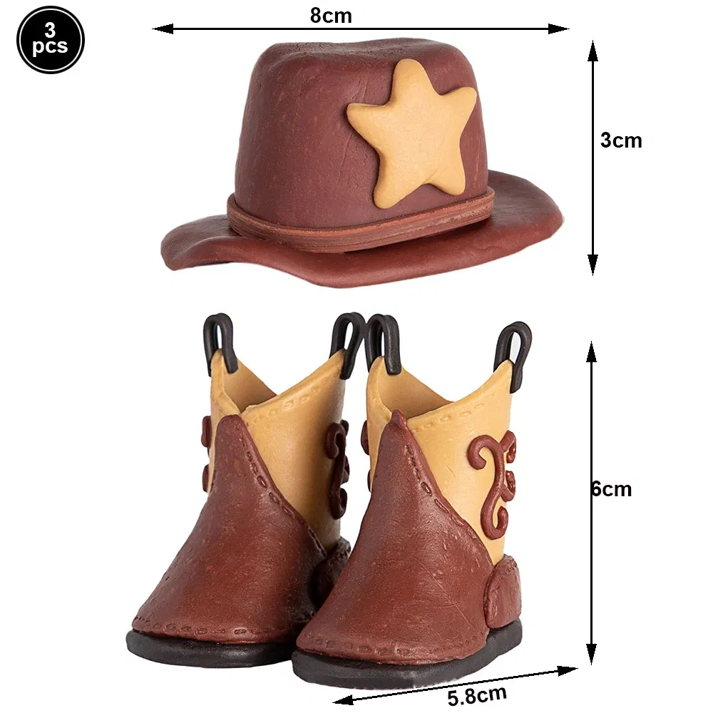 Color: Deep Sapphire - Cowboy Cake Topper Western Cowboy Hat and Boot Cupcake Toppers with Balls Western Theme Birthday Party Baby Shower Supplies