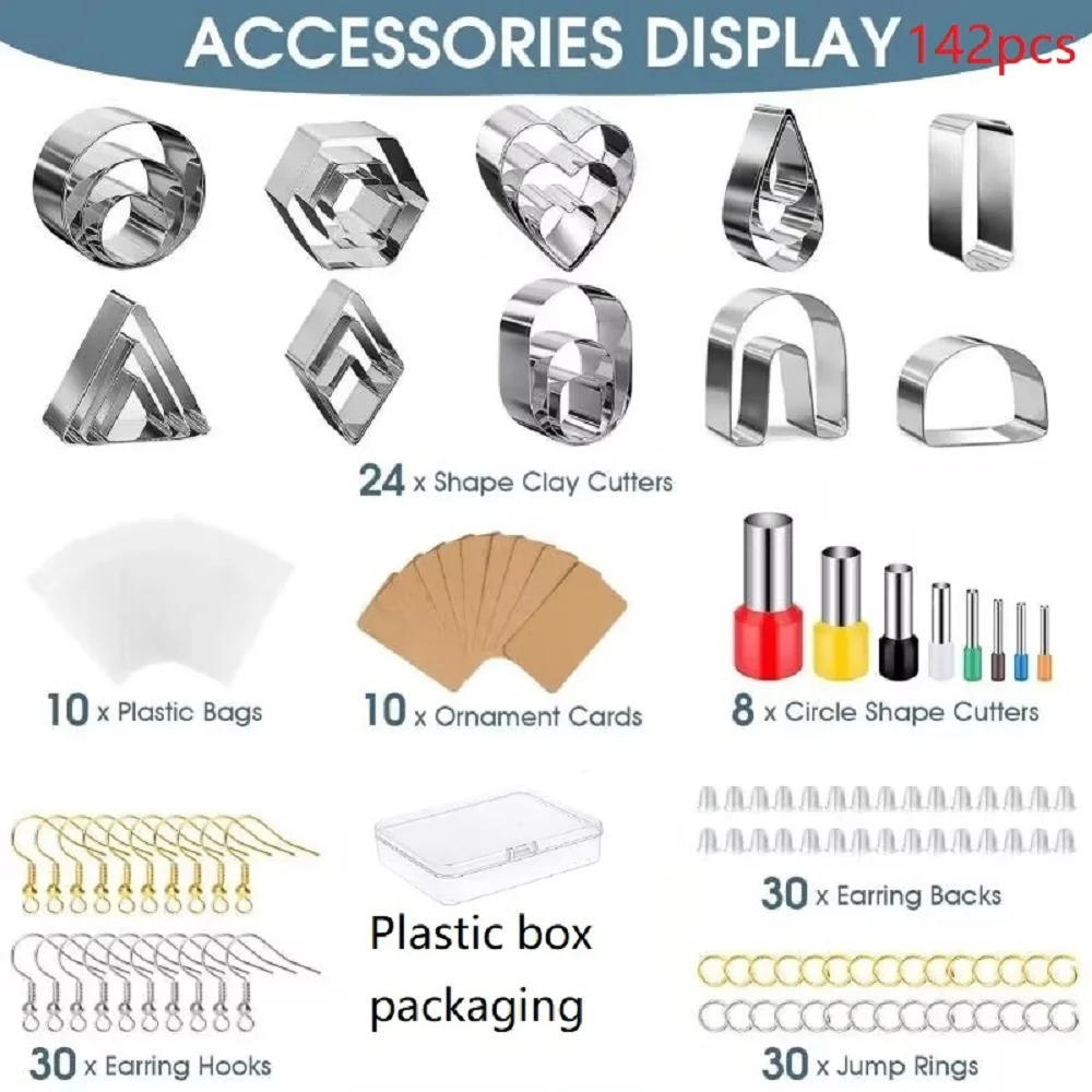 Color: Light Grey - Stainless Steel Polymer Pottery Clay Cutter Tool DIY Ceramic Craft Cutting Mold for Earring Jewelry Pendant Making