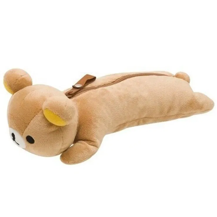 Color: Brown - Kawaii Rilakkuma Plush Pencil Cases for Girls Kids School Korilakkuma Bear Anime Cute Pencil Case Pouch Organizer Pen Bag