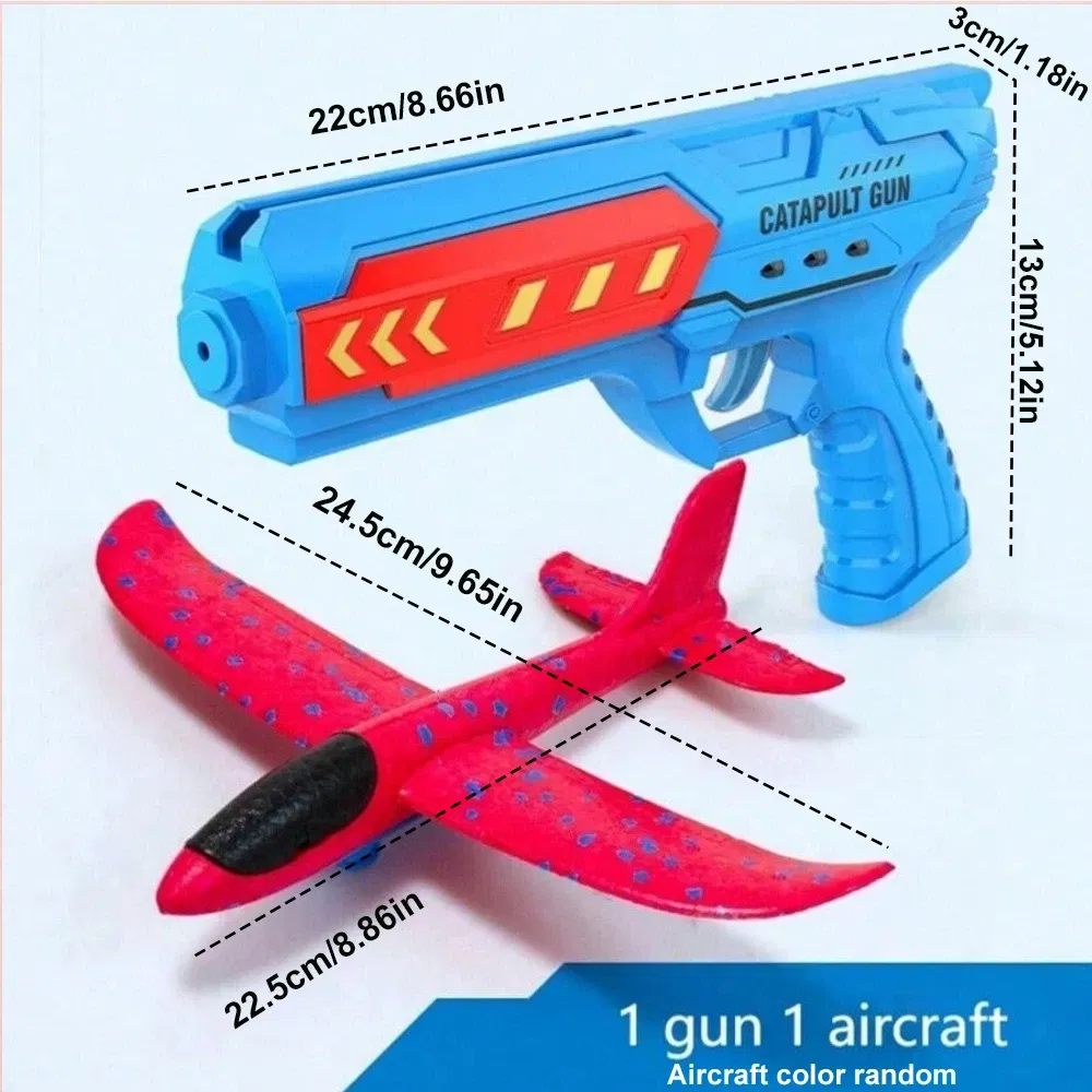 Color: Burgundy - Airplane Launcher Toys Outdoor Sports Flying Toys Children's Foam Ejection Aircraft Toys Birthday Gifts for Boys Girls