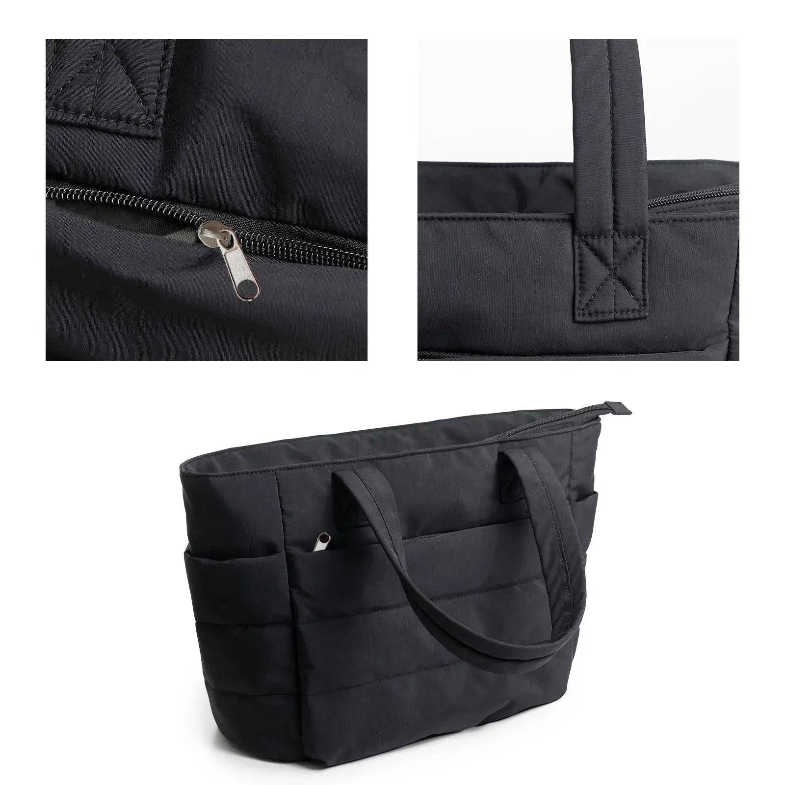 Women's Bubble Tote Bag Cotton Padded Female Quilting Puffy Handbag Shoulder Shopper Solid Color Handle Bag Versatile Daily Bags