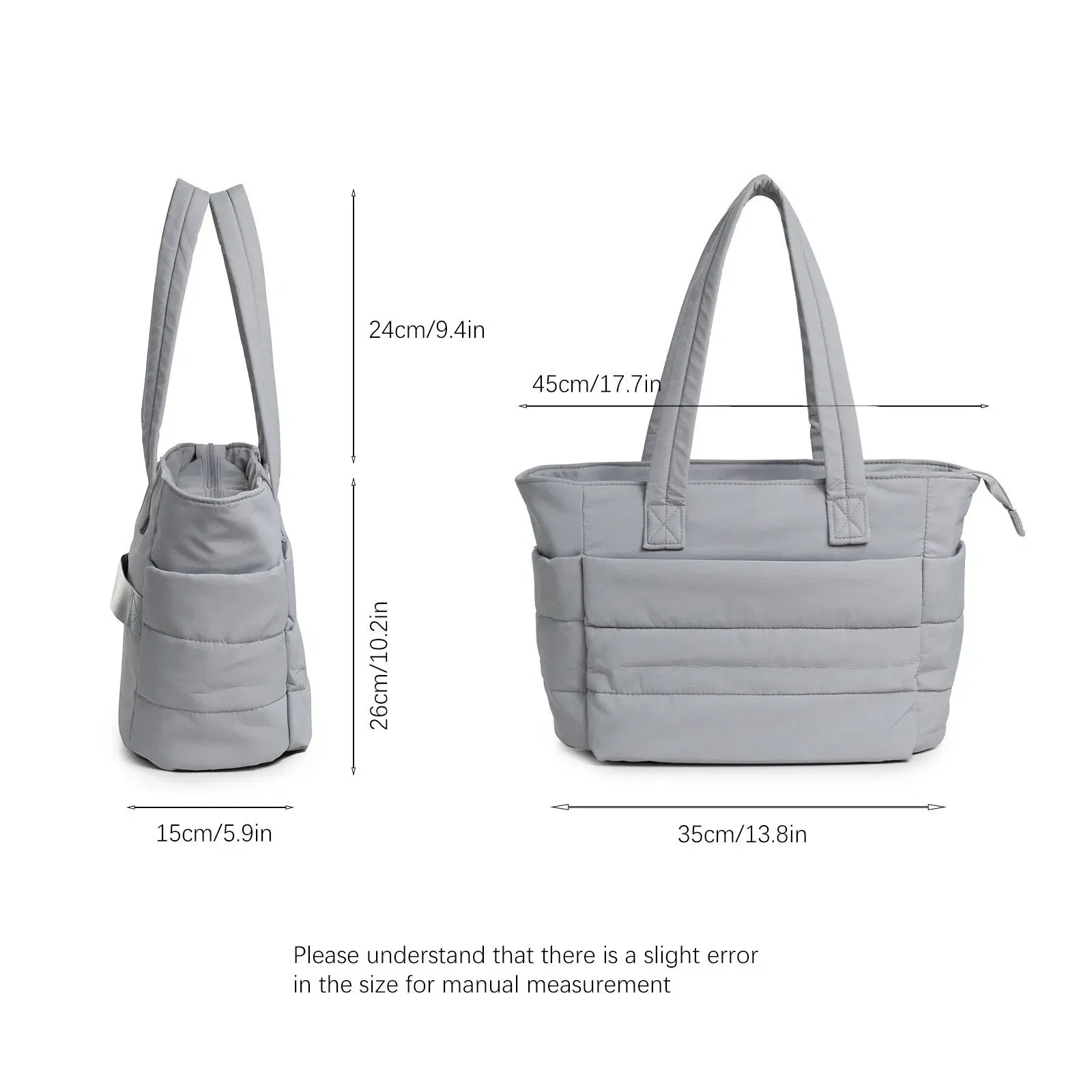 Women's Bubble Tote Bag Cotton Padded Female Quilting Puffy Handbag Shoulder Shopper Solid Color Handle Bag Versatile Daily Bags