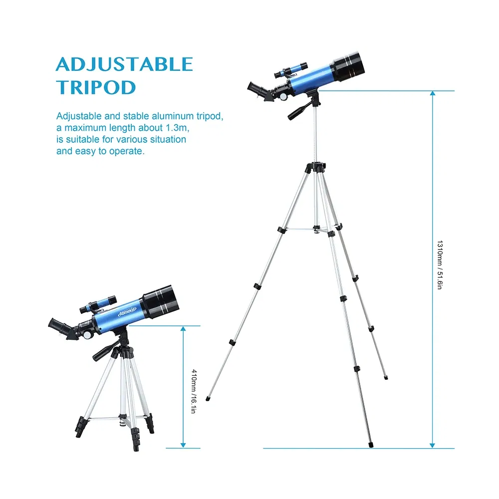 Color: Blue, Ships From: CHINA - 70400 Telescope With Adjustable Tripod Phone Adapter Erect-Image Moon Watching Terrestrial Space Monocular For Beginner Kids