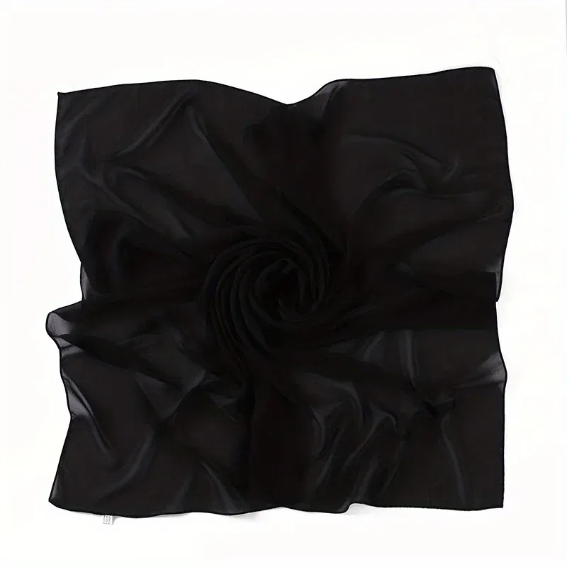 Color: MULTI, Size: One Size - A Pure Color Silk Scarves Imitation Silk Stripes Fashion Shawl Sunscreen Scarves Chiffon Scarf 110 * 110 CM