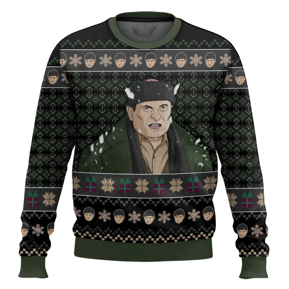 Color: Fuchsia, Size: S, Ships From: CHINA - Merry Christmas alone at home Ugly Christmas sweater cartoon animation Men's pullover 2026 fashionable couple shirts Sweatshirt
