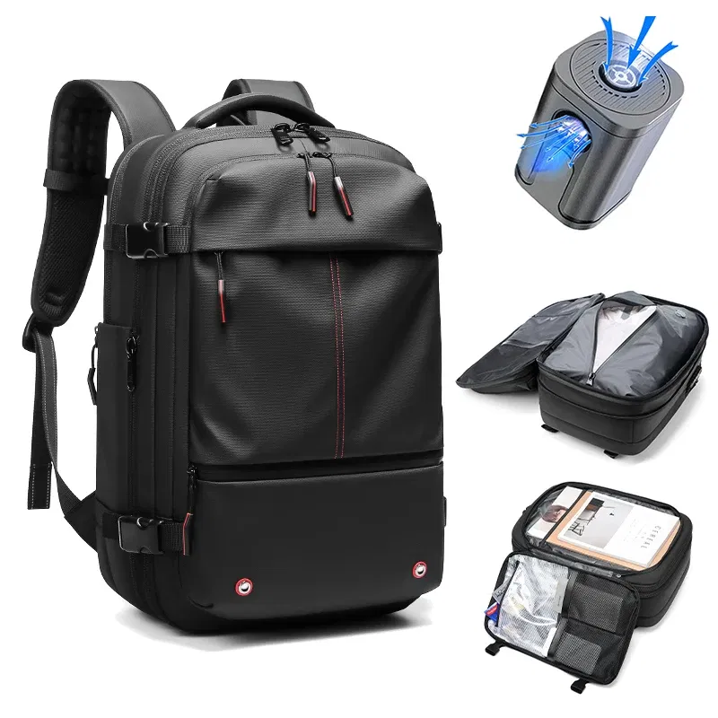 Color: light yellow - Men Travel Backpack vacuum compression 17 inch Laptop Backpack Business Large Capacity school Backpack Expanded Hiking backpack