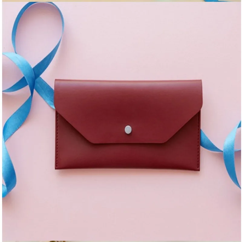 Color: Gold - Ultra-thin Cash Envelope Wallet Wear-resistant PU Leather Money Binder Organizer Waterproof Pouch Name Card Holder Male Female