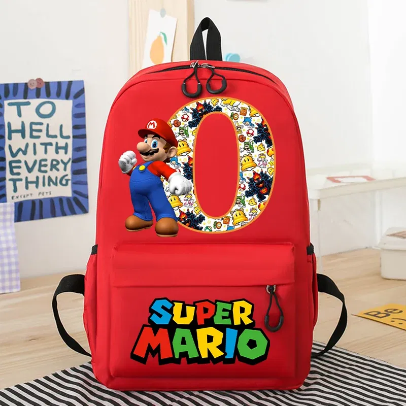 Color: Multicolor, Size: >40cm - New Super Mario Bro School Bag Cartoon Letter Printed Children Backpack Boys Girls School Backpacks Children's Birthday Gifts