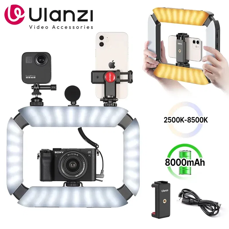 Color: Gold, Ships From: CHINA - New! Ulanzi U200 U-200 Smartphone Video Rig LED Video Light 2 in 1 Ring Light Cold Shoe for Microphone Tiktok Youtube Live Rig