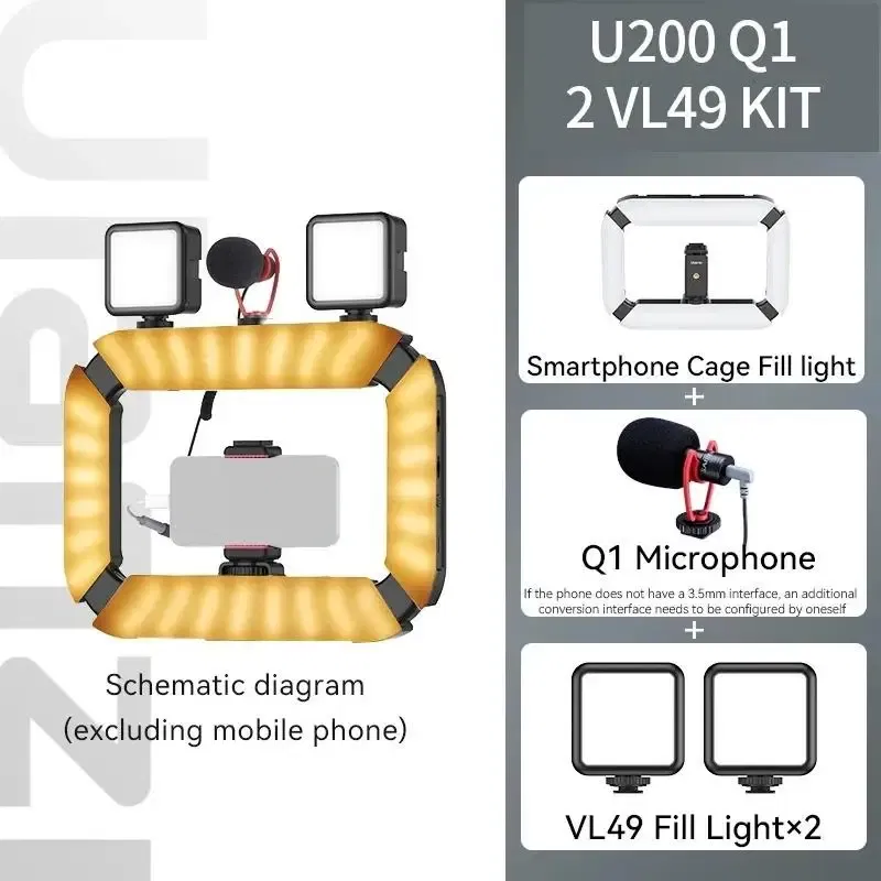 Color: Gold, Ships From: CHINA - New! Ulanzi U200 U-200 Smartphone Video Rig LED Video Light 2 in 1 Ring Light Cold Shoe for Microphone Tiktok Youtube Live Rig