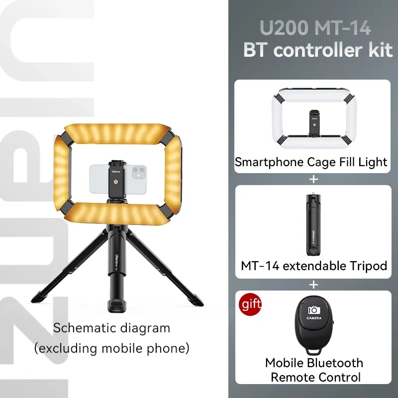 Color: Gold, Ships From: CHINA - New! Ulanzi U200 U-200 Smartphone Video Rig LED Video Light 2 in 1 Ring Light Cold Shoe for Microphone Tiktok Youtube Live Rig