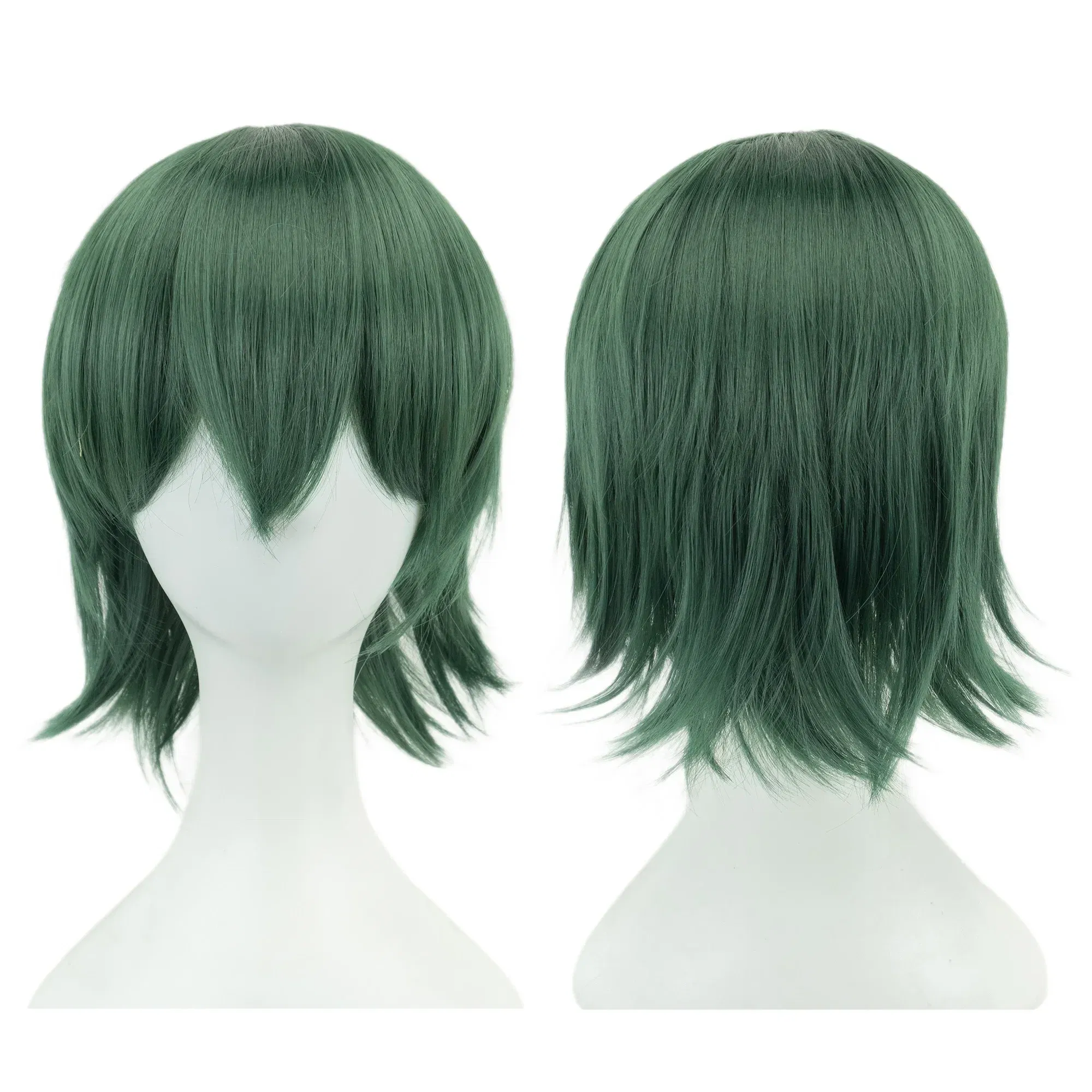 Color: green, Stretched Length: 12INCHES - Synthetic Unisex 12 Inches Short Cosplay Hair Party BOB Wigs with Bangs Pink Blonde Orange Halloween Costume Lolita Wig