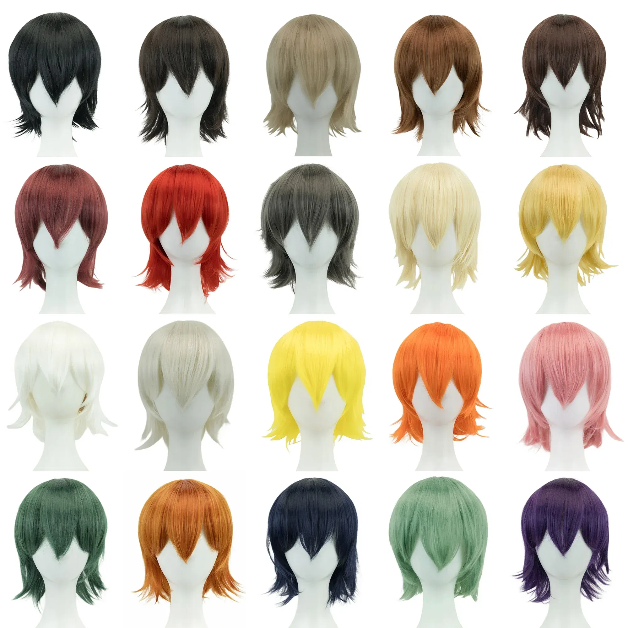 Color: green, Stretched Length: 12INCHES - Synthetic Unisex 12 Inches Short Cosplay Hair Party BOB Wigs with Bangs Pink Blonde Orange Halloween Costume Lolita Wig
