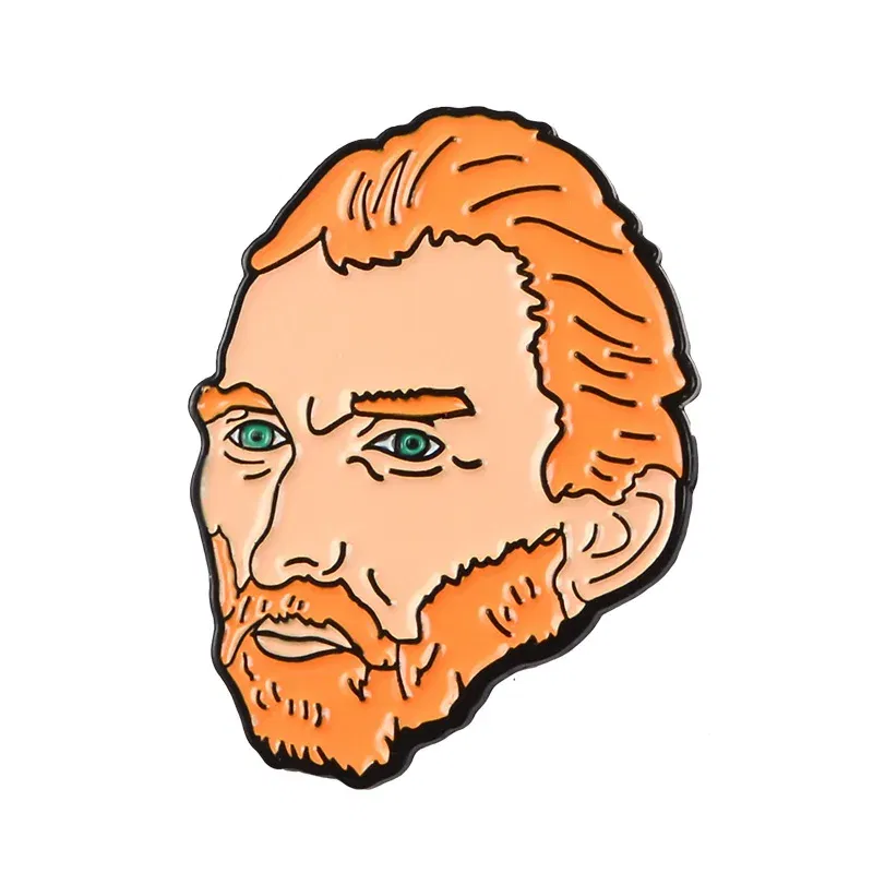 Metal color: Antique Gold Plated - Van Gogh Oil Painting Brooch Van Gogh Brooch Galaxy Brooch Star Moon Sunflower Brooch Art Brooch Van Gogh Lapel Pin