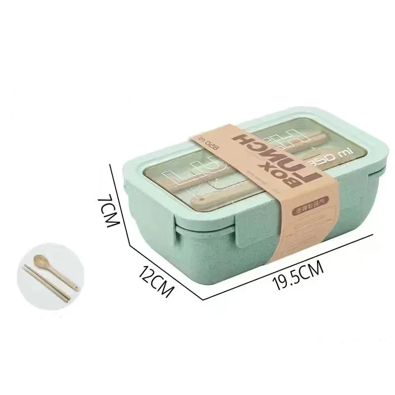 Color: Red - 850/1100ML wheat straw lunch box bento box Microwave oven Students with lid canteen simple lunch box rectangular portable