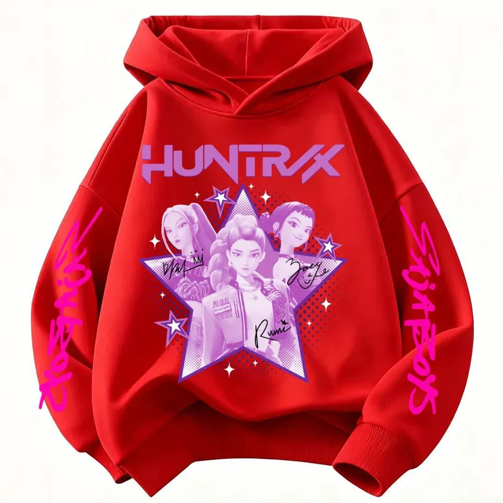 Color: Blue, Kid Size: 4 - KPop Demon Hunter Huntrix Children's Sweatshirt Autumn New Boys Girls Fashion Street Pullover Children's Clothing