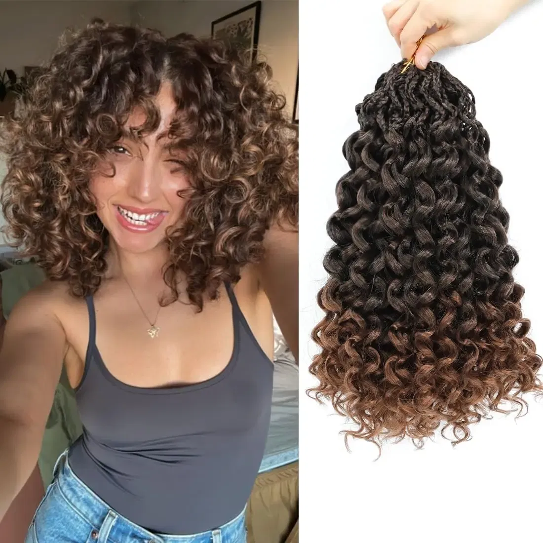 Color: T1B/30, Stretched Length: 10inches, Bulk Buy: 1Pcs/Lot - Box Gogo Curl Crochet Hair for Black Women Pre looped Short Ocean Wave Crochet Hair Water Wave Beach Curl Crochet Braiding Hair
