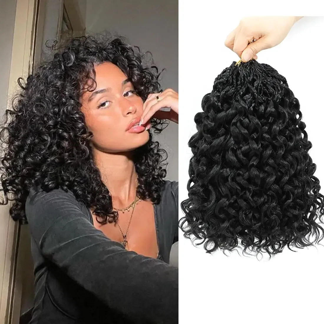 Color: T1B/30, Stretched Length: 10inches, Bulk Buy: 1Pcs/Lot - Box Gogo Curl Crochet Hair for Black Women Pre looped Short Ocean Wave Crochet Hair Water Wave Beach Curl Crochet Braiding Hair