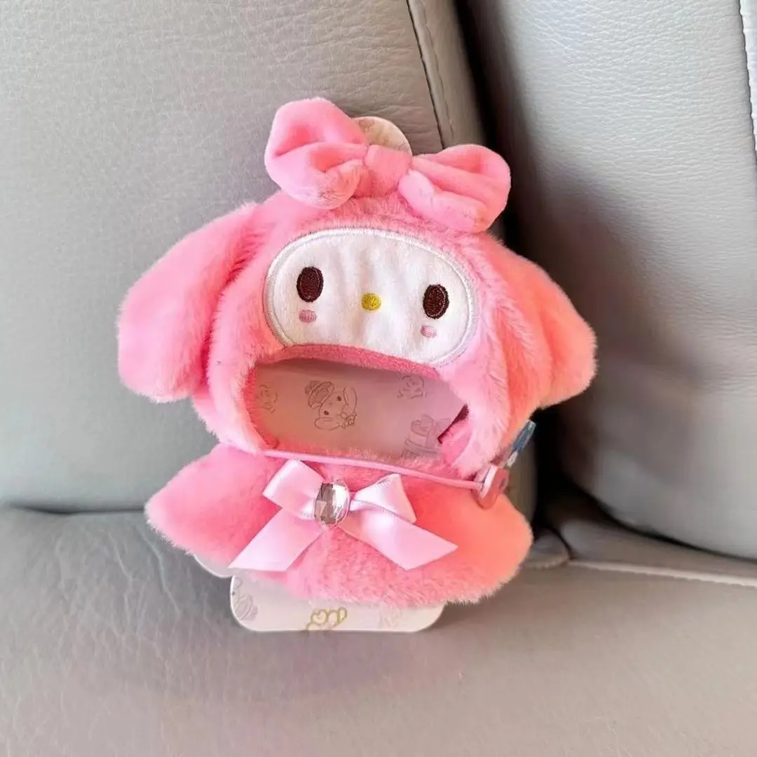 Color: Brown - Labubu Sanrio Cape Skirt Suit Sitting Party Hello Kitty Kuromi Clothes Monsters Vinyl Labubu Outfit Clothing Hat Accessory Gift