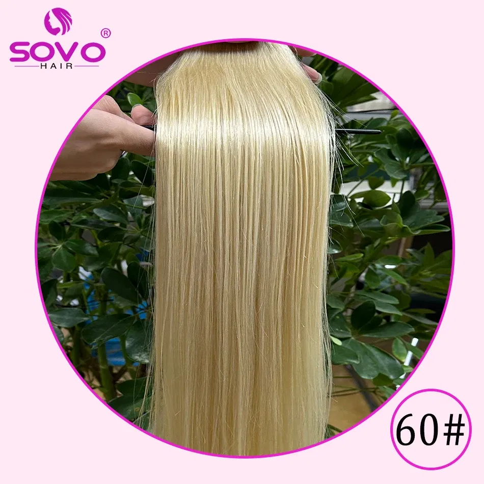 Color: #60, Length: 12 inches - SOVO Clip In Hair Extensions Human Hair 3 Pieces Bone Straight Clip Ins Hair Extension 60-90G Real Natural European Hair 12-26"