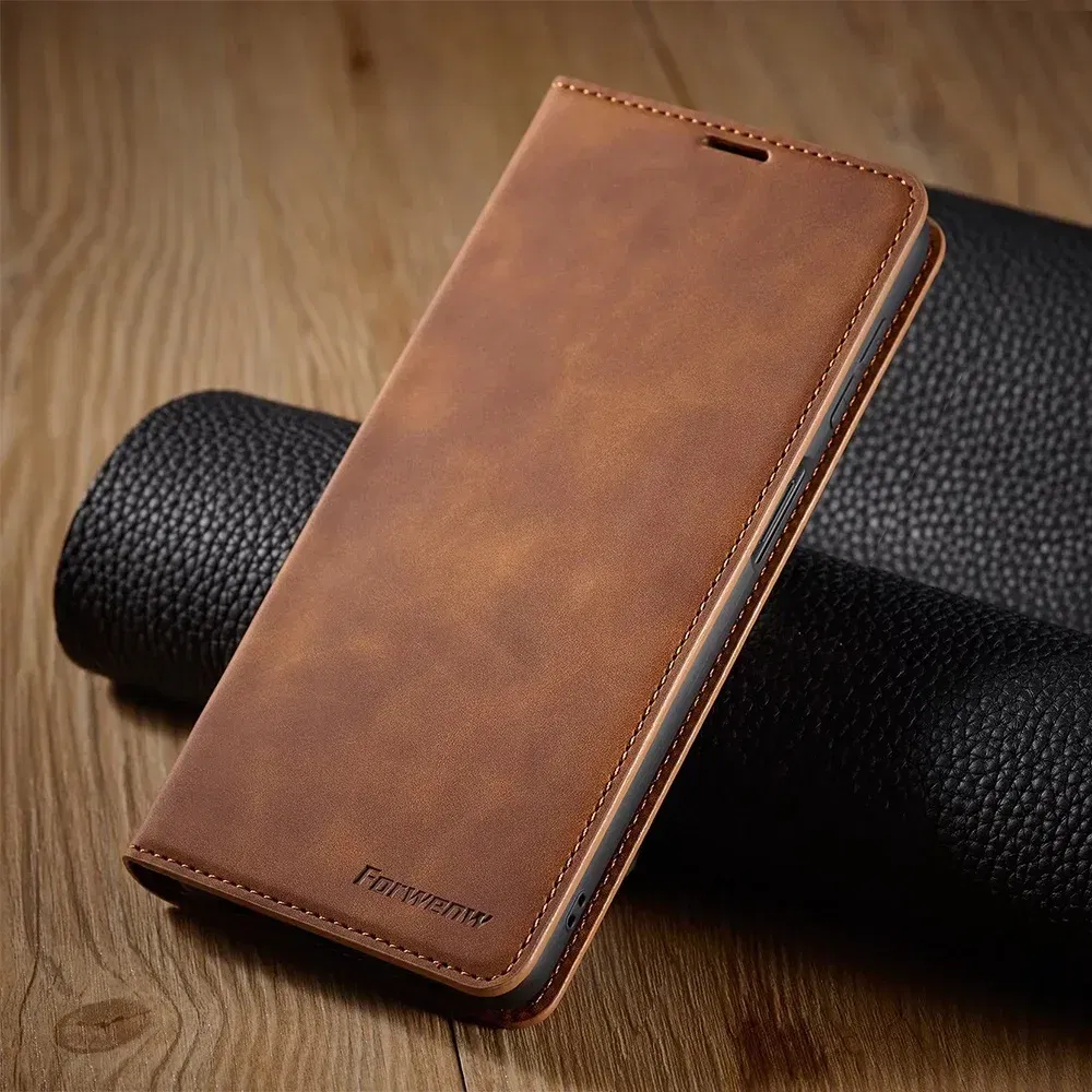 Color: Brown, Material: Wood - Leather Case for Samsung Galaxy A54 A53 A34 A33 A14 A13 A15 A25 A12 A22 A32 A52s A6 A7 A10 A20e A40 A50 A70 A21s A31 A41 A51 A71
