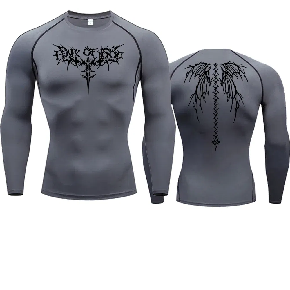 Color: WHITE, Size: S - Men's Compression Shirt Anime Print Gym Sport Quick Dry Gym TShirts Fitness Athletic Undershirts Elasticity Tops Tee Summer Male