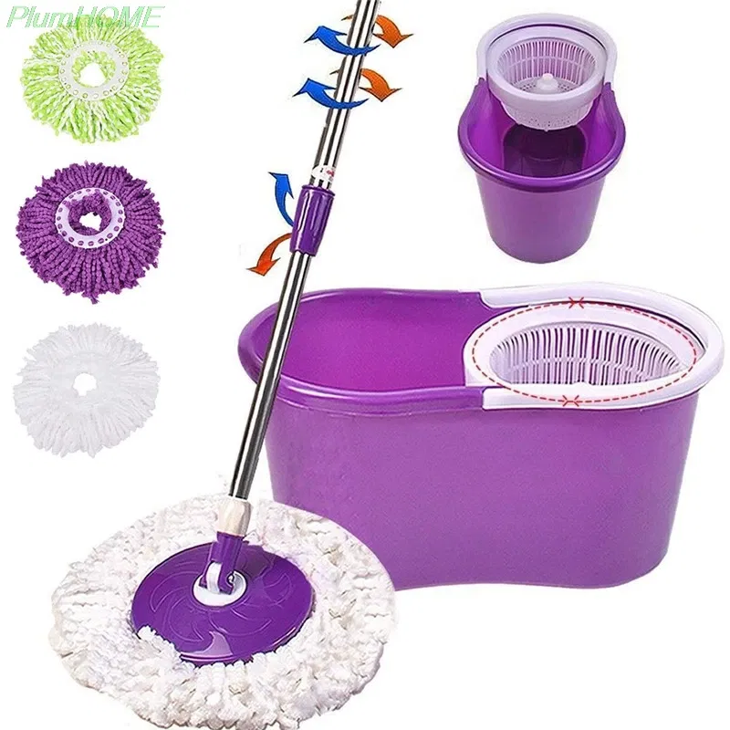 Color: Red - 360 Magic Rotating Automatic Microfiber Mop Head Replacement Mop Wash Floors Cloth Cleaning Broom Head Mop