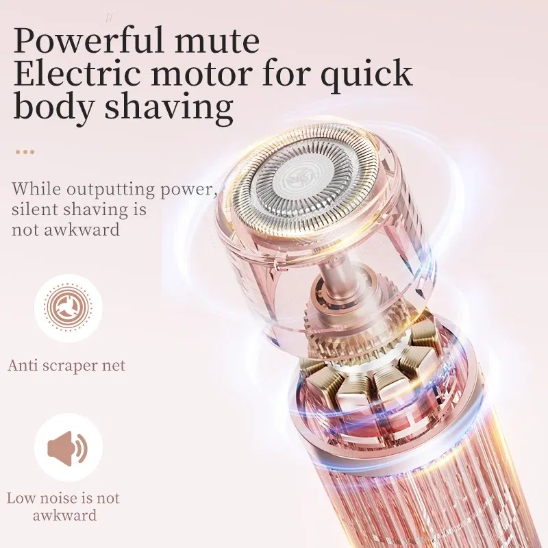 Color: Pink - Women Epilator Dual Head Facial Electric Razor Body Shaver for Shaving Bikini Trimmer Area Leg Waterproof Female Hair Removal