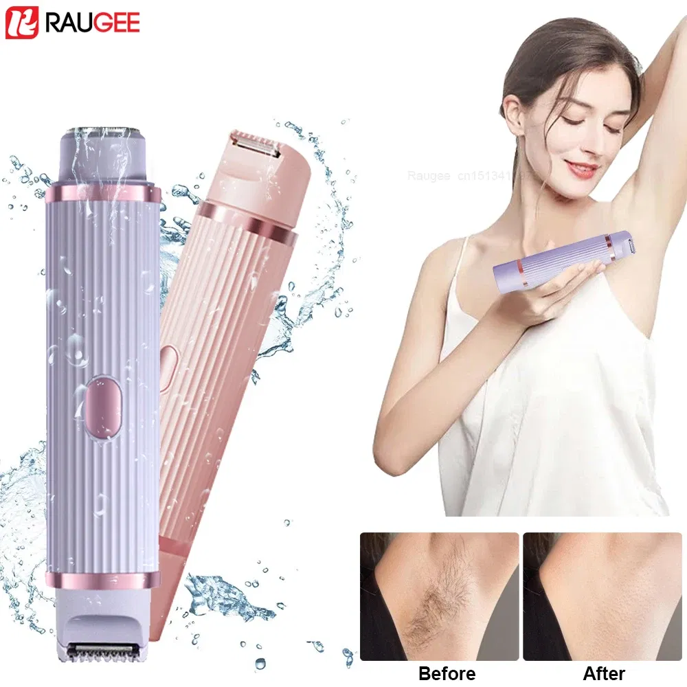 Color: Pink - Women Epilator Dual Head Facial Electric Razor Body Shaver for Shaving Bikini Trimmer Area Leg Waterproof Female Hair Removal