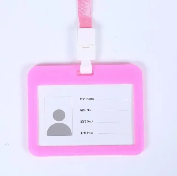 Color: Tan - Unisex Colorful Employee Id Case with Lanyard Double Side Id Credit Card Holder Access Bus Card Case Badge Holder Card Sleeve