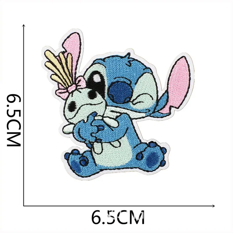 Color: Brass - 1pcs Lilo & Stitch Embroidery Cloth Stickers Disney Bags Clothes DIY Accessories Kids Pants Hole Repair Iron On Patch Applique