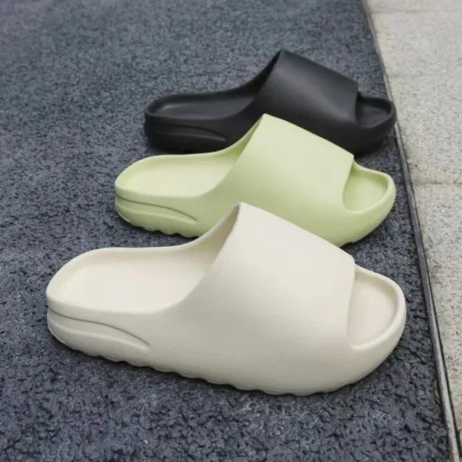 Color: Beige, Shoe Size: 40-41, Ships From: CHINA - Pallene 2025 New Men's Slippers Thick-sole Comfortable Men Sandals Non-slip Soft Sole Bathroom Slides Concise Light Men Slides