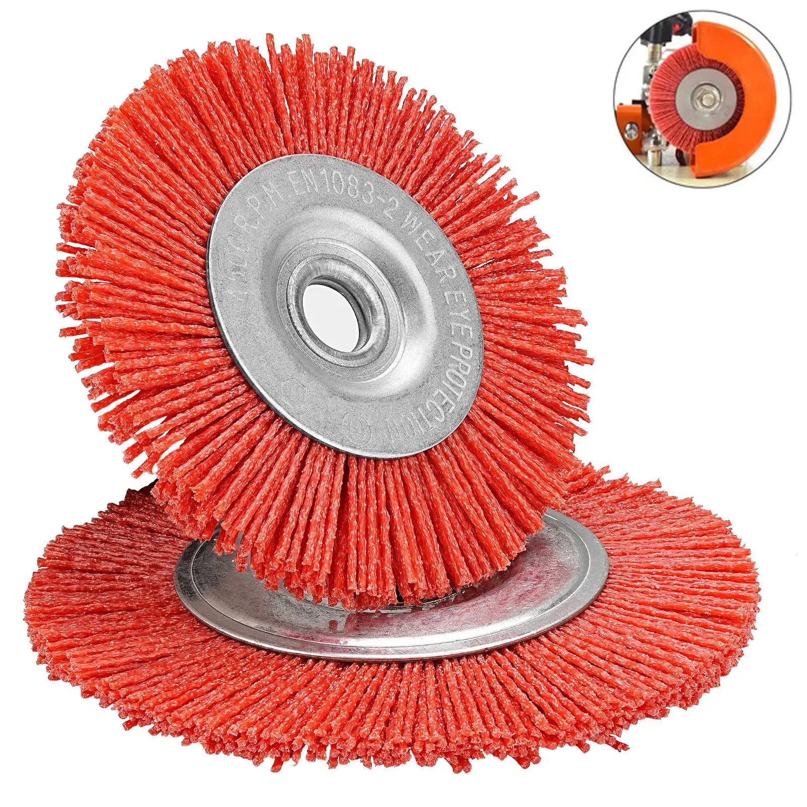 Color: Gold - 100mm/125mm Nylon Wheel Brush Abrasive Wire Polishing brush Woodworking Grinding Metal Deburring for Grinder Rotary Tool