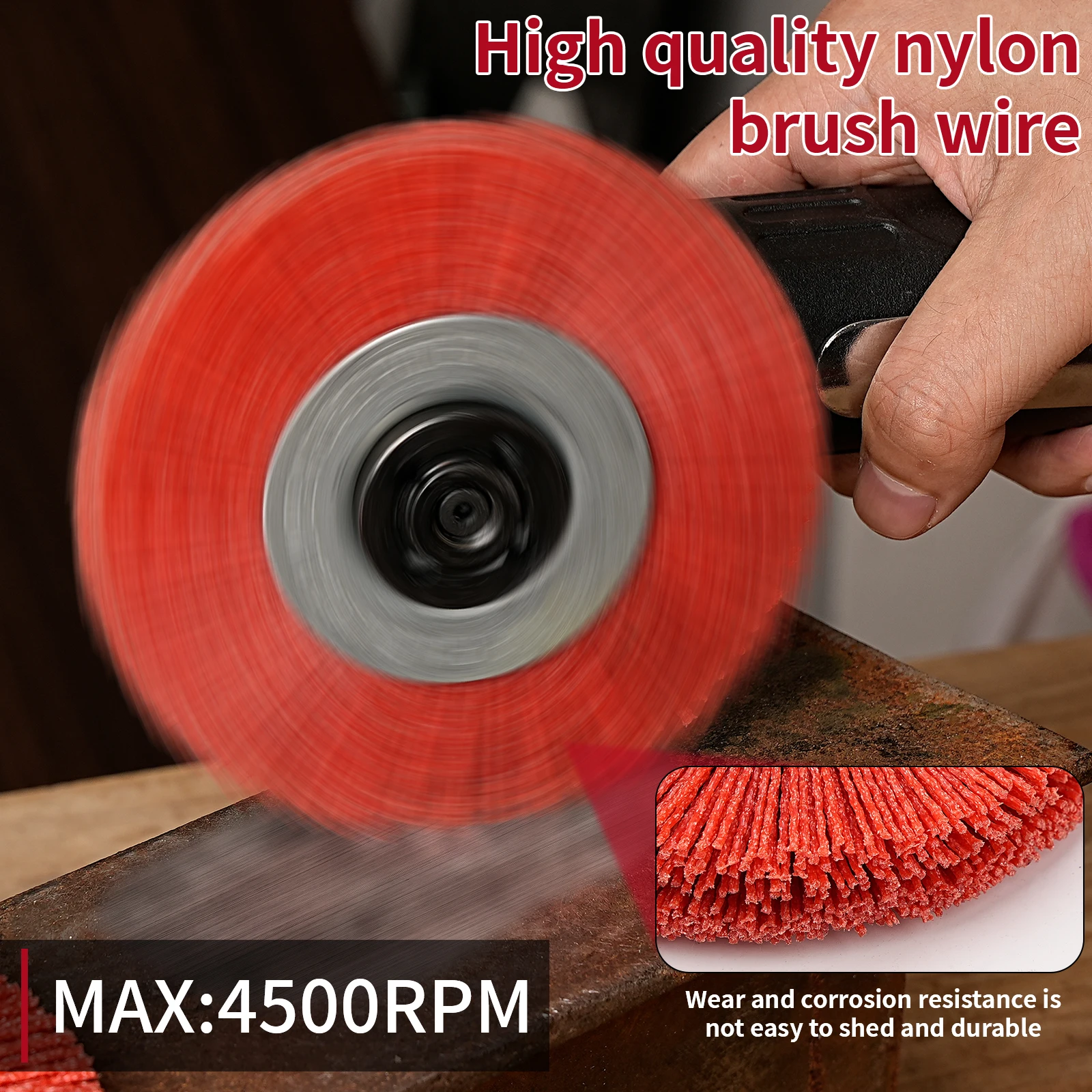 Color: Gold - 100mm/125mm Nylon Wheel Brush Abrasive Wire Polishing brush Woodworking Grinding Metal Deburring for Grinder Rotary Tool
