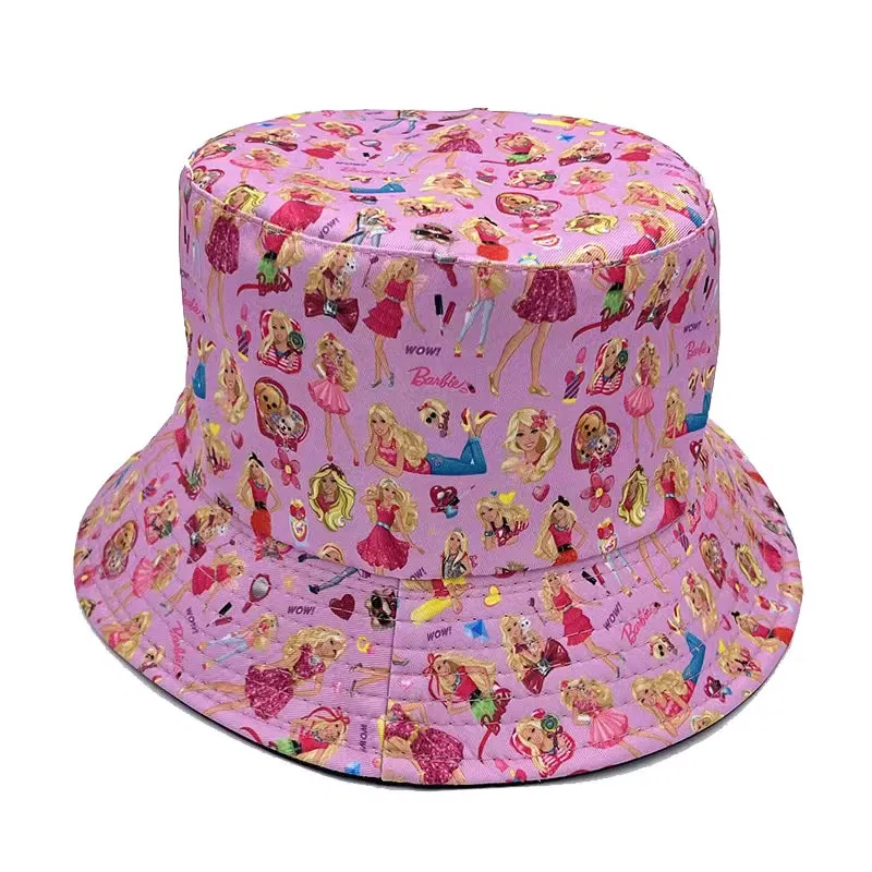 Fashion Barbie Women Sun Hat Cute Women Pink Barbie Bucket Hat Macaron Women's Casual Hat Ornaments Accessories Holiday Gifts