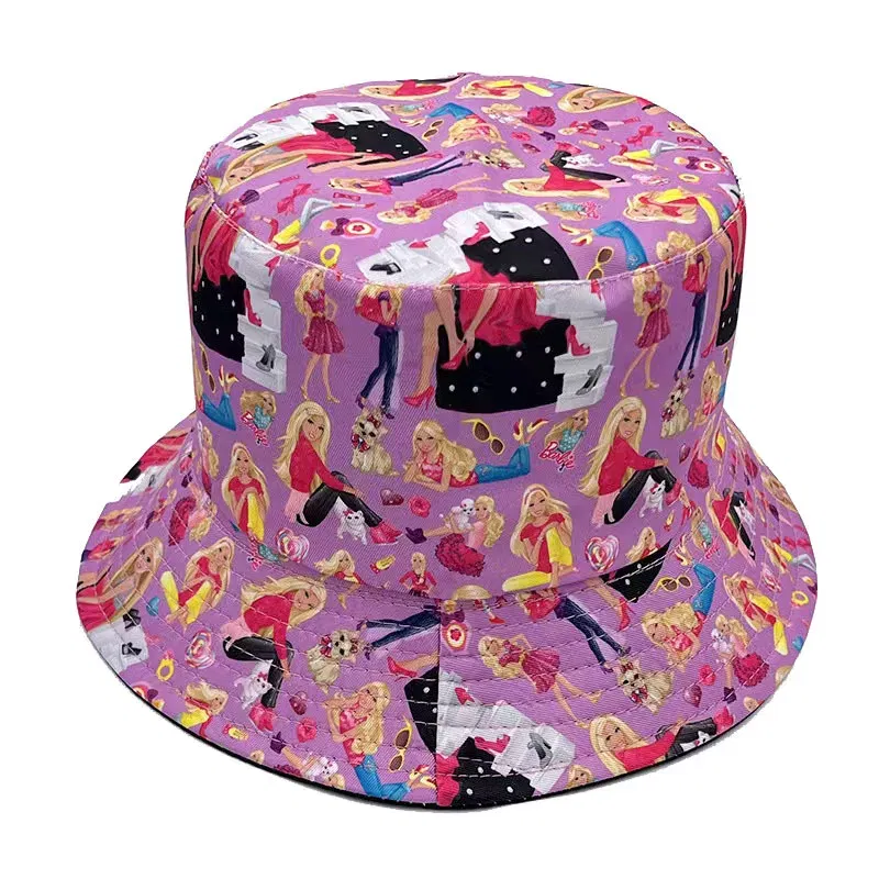 Fashion Barbie Women Sun Hat Cute Women Pink Barbie Bucket Hat Macaron Women's Casual Hat Ornaments Accessories Holiday Gifts