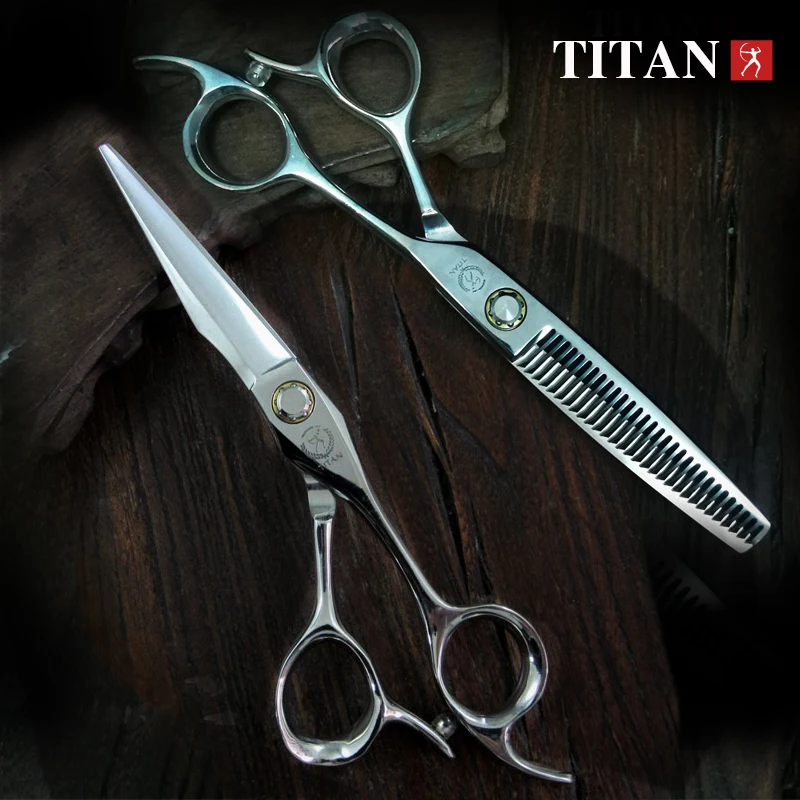 Color: Red - TITAN professional barber scissors 6inch cutting hair thinning set shear JP ATS314 stainless steel