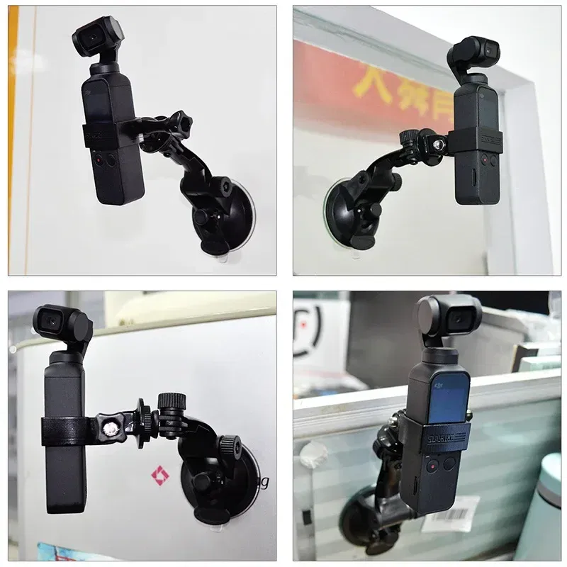 Color: Black - Gimbal Car Bracket Car Suction Cup Stable Mount Holder with Adapter Clip for DJI Pocket 3 Osmo Pocket 1/ 2 Camera Accessories