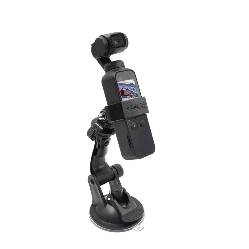 Color: Black - Gimbal Car Bracket Car Suction Cup Stable Mount Holder with Adapter Clip for DJI Pocket 3 Osmo Pocket 1/ 2 Camera Accessories