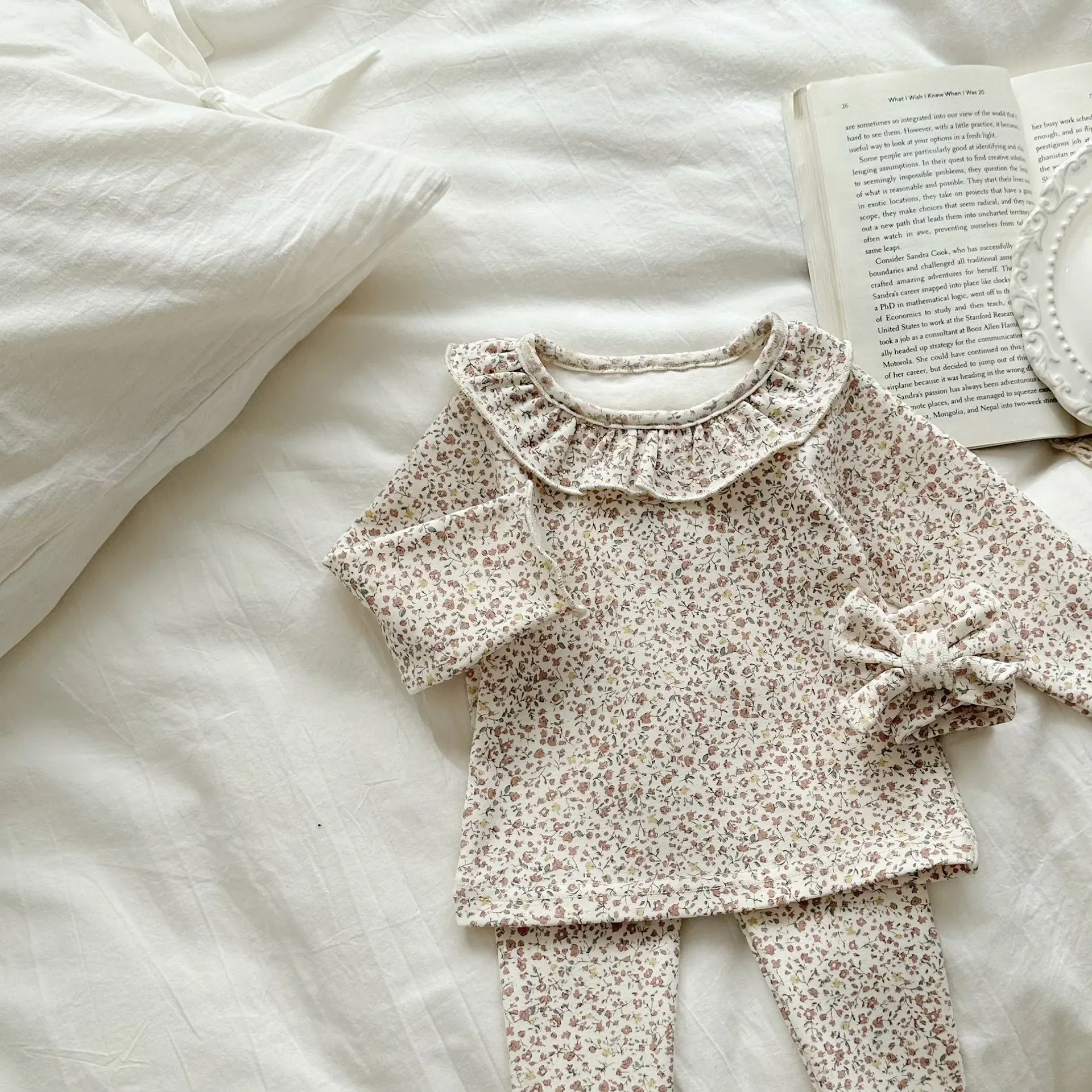 Color: Beige, Kid Size: 3M - 2025 Spring New Baby Long Sleeve Clothes Set Infant Girl Floral Tops + Leggings + Headband 3pcs Suit Cotton Toddler Outfits