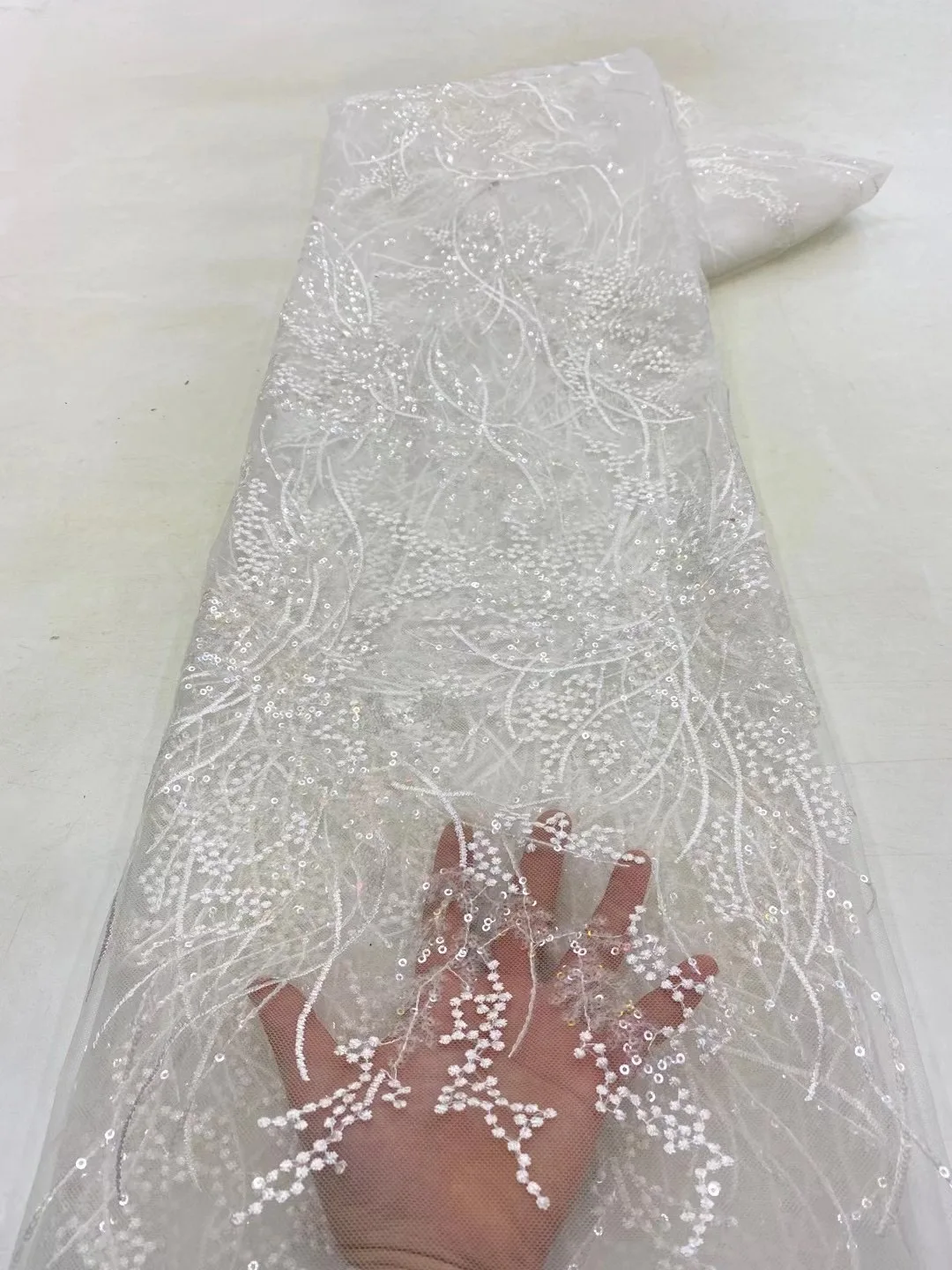 Color: black, Length: 5 yards, Width: 120cm - African French Sequined Lace Fabrics 2023 High Quality Tulle Lace 5 Yards Nigerian Embroidered Dress Material For Party Wedding