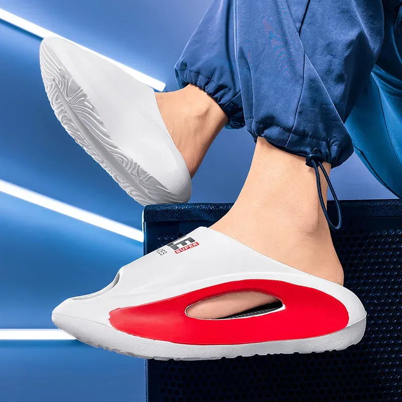 Color: Blue, Shoe Size: 35 - Men's Sandal Slippers New Summer Sneaker Slippers Men Thick Bottom Platform Slides Soft Eva Slippers Casual Beach Shoes