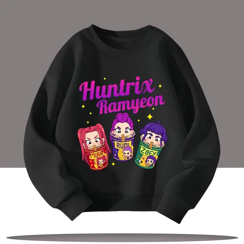 Color: Silver, Kid Size: 4 - K-pop Demon Hunters Cartoon Print 3-12 Year Old New Style Kids Round-neck Sport Shirt Cute Girl Casual Top Children's Clothing