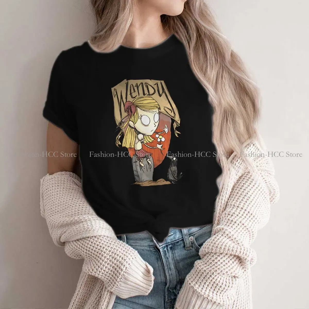 Color: black, Size: M - Wendy And Cat Style Polyester TShirt Dont Starve Top Quality New Design Gift Clothes T Shirt Short Sleeve