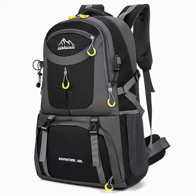 Color: Yellow - 2024 New High Capacity Outdoor Sports Travel Backpack 40L/60L Mountaineering Backpack