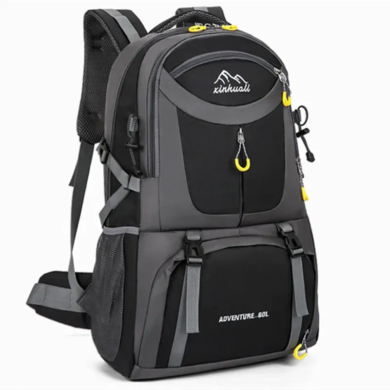 Color: Yellow - 2024 New High Capacity Outdoor Sports Travel Backpack 40L/60L Mountaineering Backpack