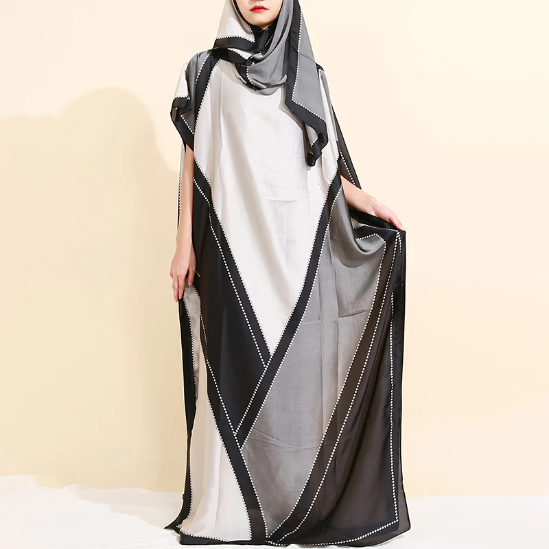 Color: Brown, Size: One Size - Elegant Muslim Long Dress Sequin Kaftan Robes Malaysia Dubai Arab Islam Abaya Islamic Clothing Caftan Elegant Splice Maxi Dress